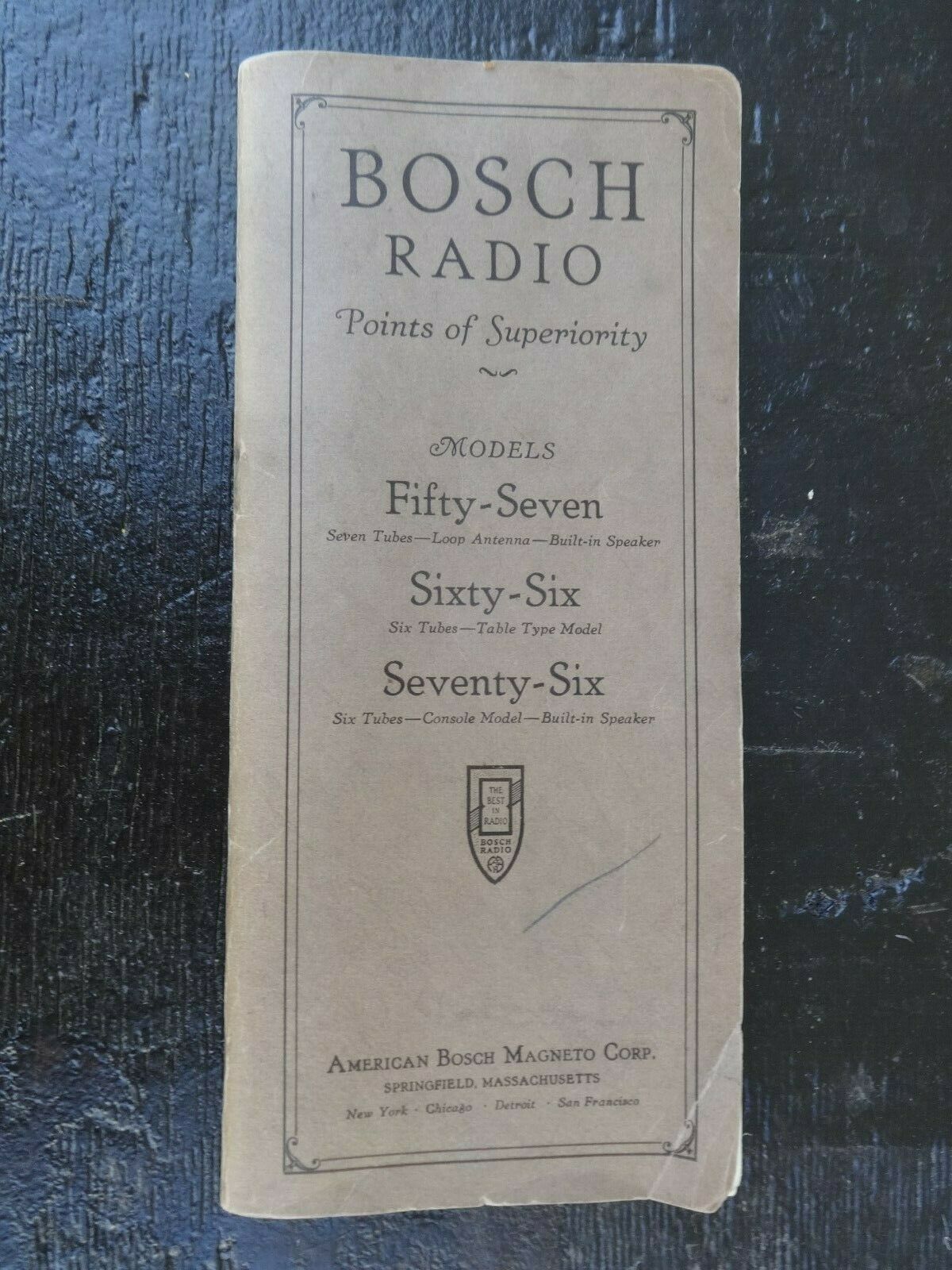 1927 BOSCH RADIO BROCHURE FOR MODELS 57, 66 & 76 DETAILS & PICTURES OF CHASSIS