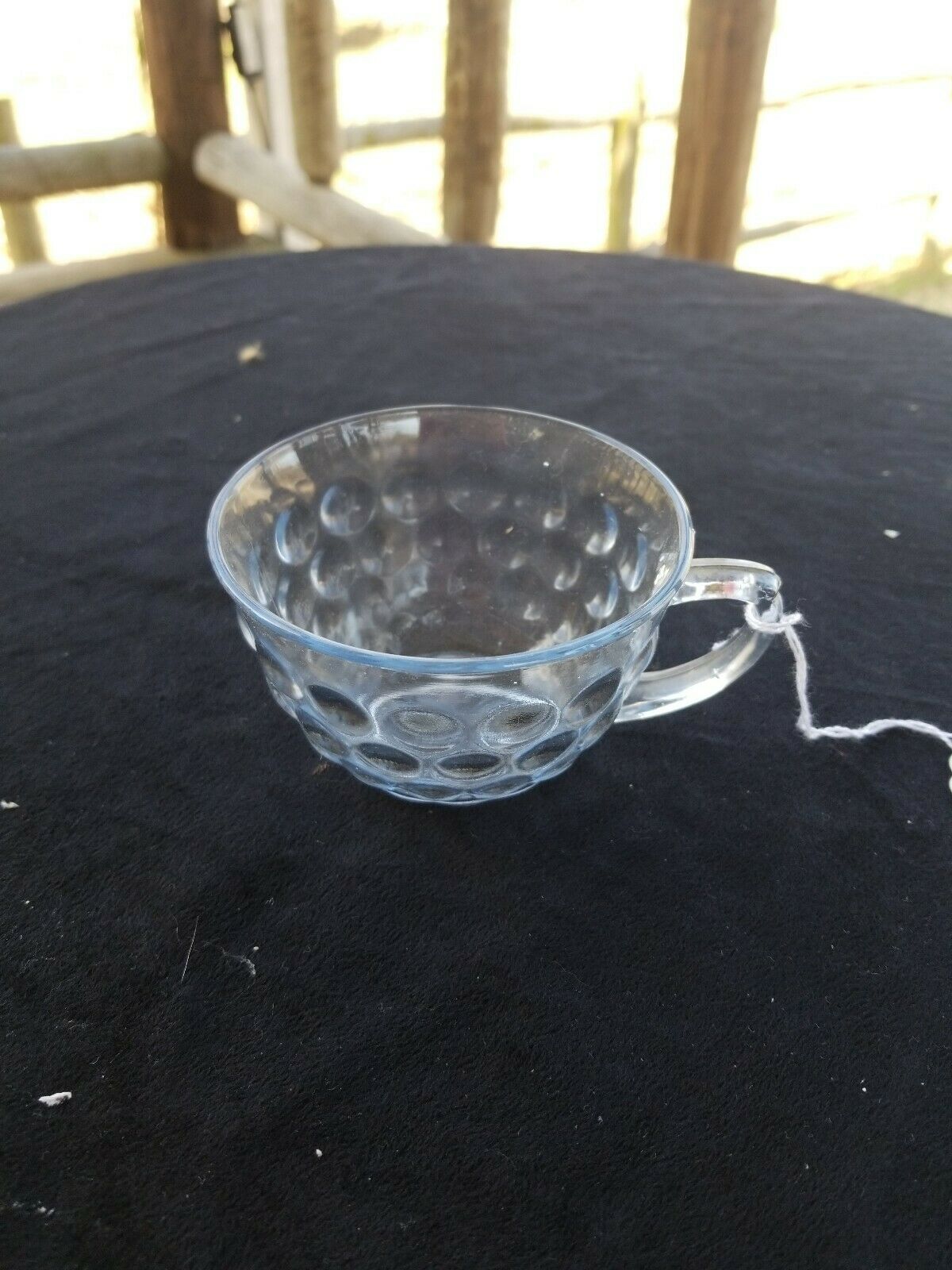 Anchor Hocking Clear Blue Bubble Coffee Tea Cup Vintage
