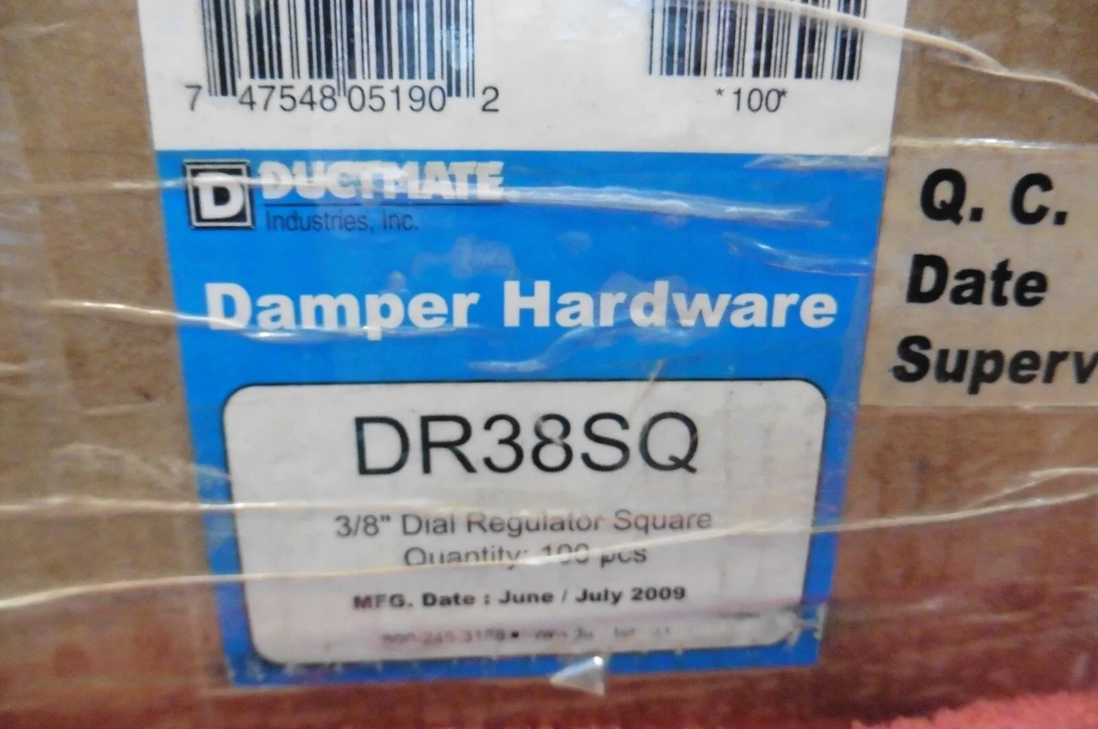 1 Ductmate Dumper Hardware Square Dial Regulator 3/8" DR38SQ