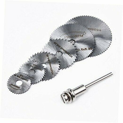 6pc 1/8" Shank High Speed Steel Mini Saw Blades with Mandrels for Rotary Tool