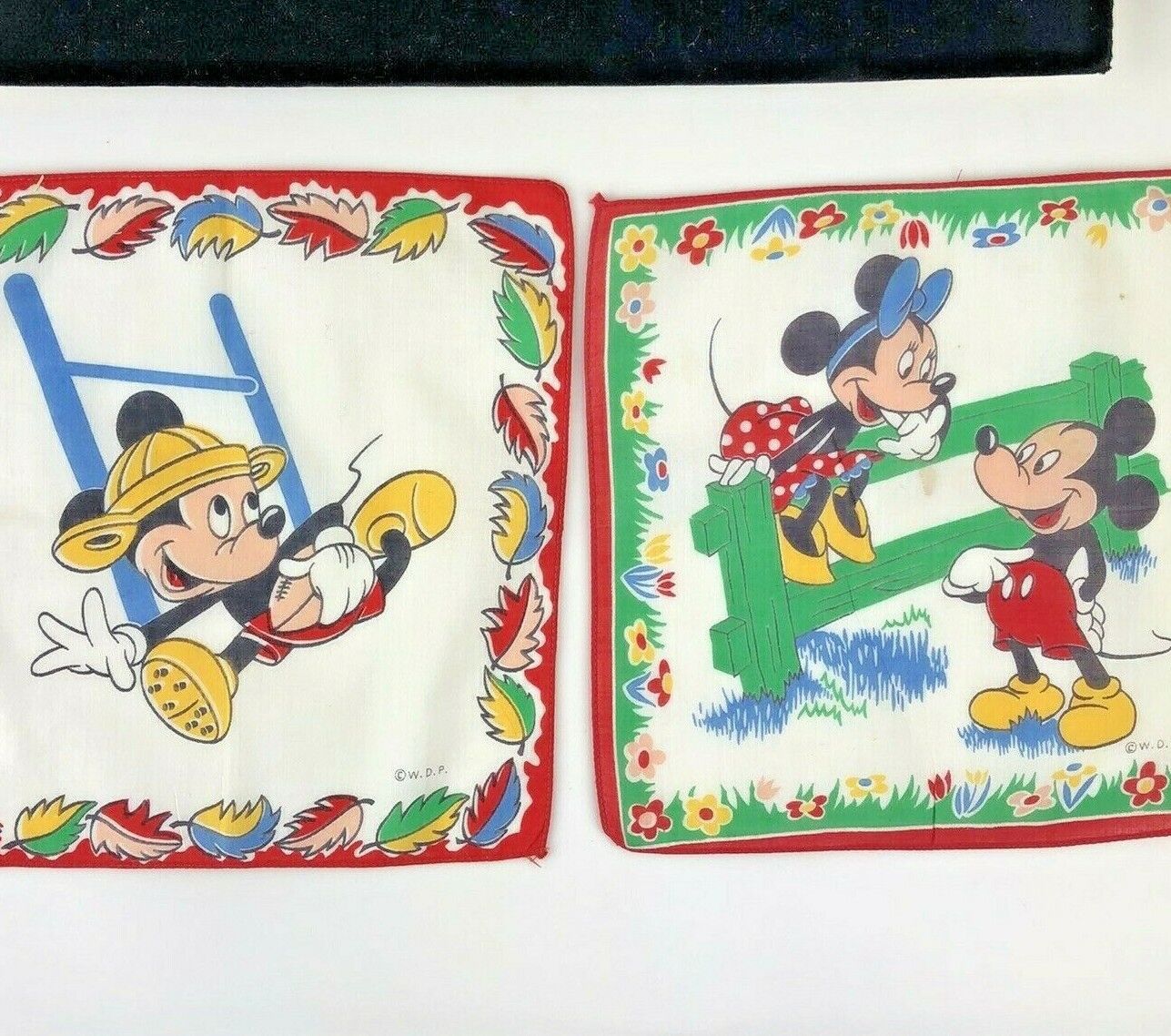 Walt Disney Micky Mouse Minnie Mouse Hankerchief WDP Vintage Lot 2