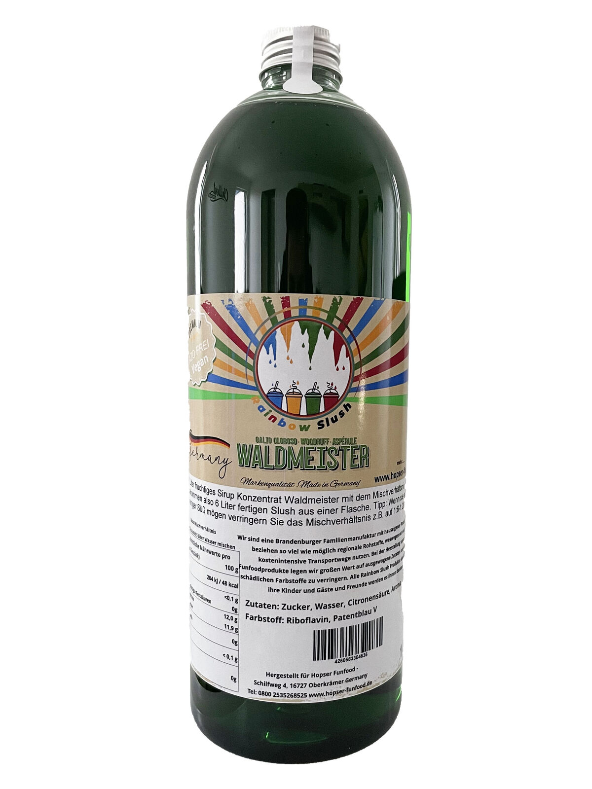 (6,95 Eur / L) Rainbow Slush Syrup Azo Free Taste Woodruff 33.8oz Bottle