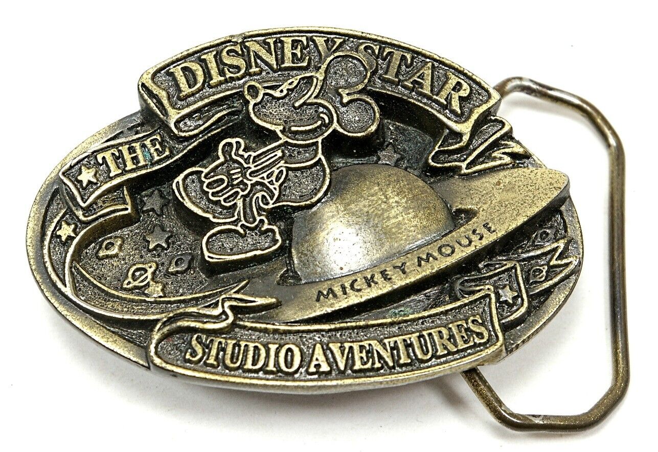 Mickey Mouse Brass Belt Buckle Disney Star Studio Adventures